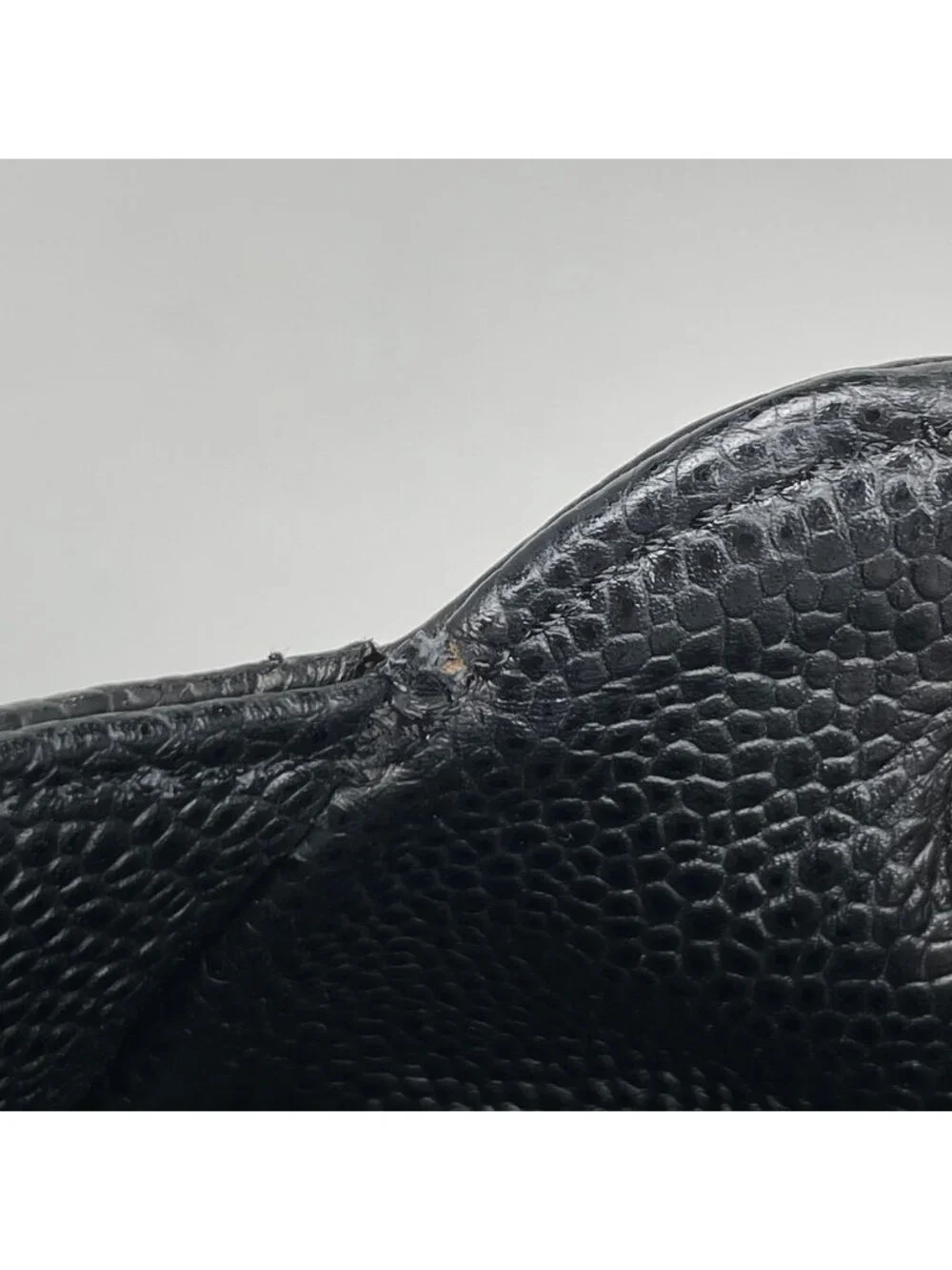 Chanel Shoulder Bag CC Logo Quilted Caviar Leather Black